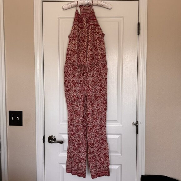 Faherty Adella Floral Jumpsuit Size XS Red Pink Pockets Resortwear - Picture 4 of 15